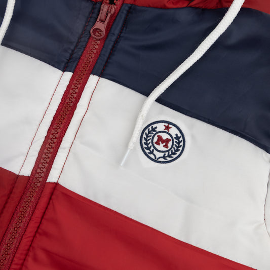 Stylish puffer Jacket- Maroon White