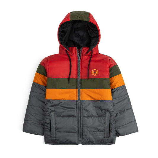 Stylish puffer Jacket- Grey & Red