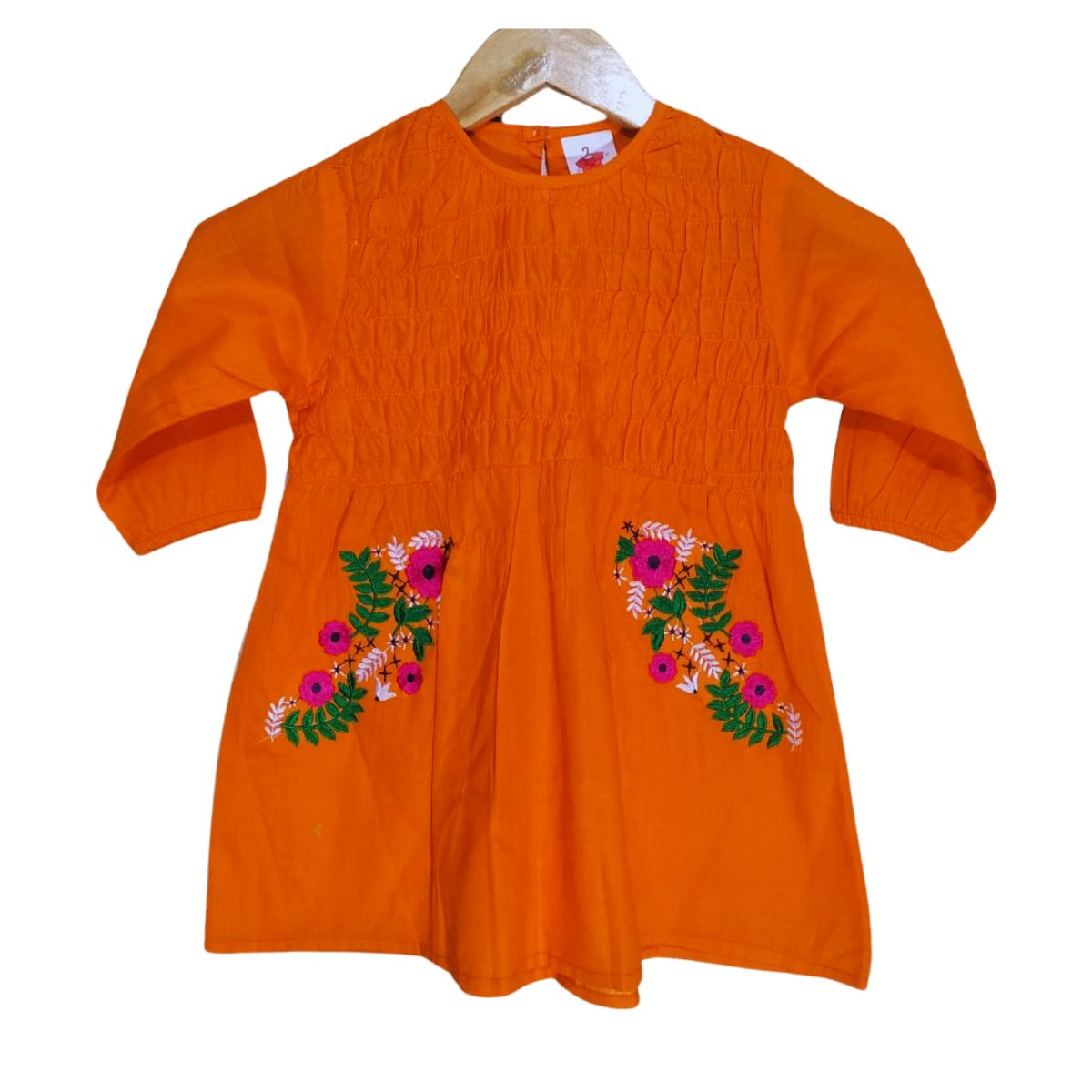 Orange Embroidered Top