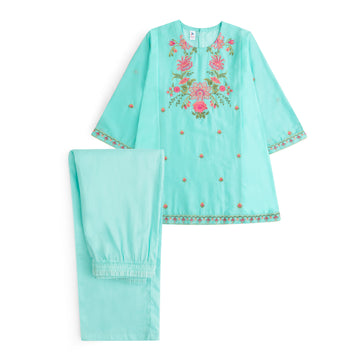 Aqua Embroidered-2pcs