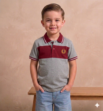 Grey Maroon Polo Shirt