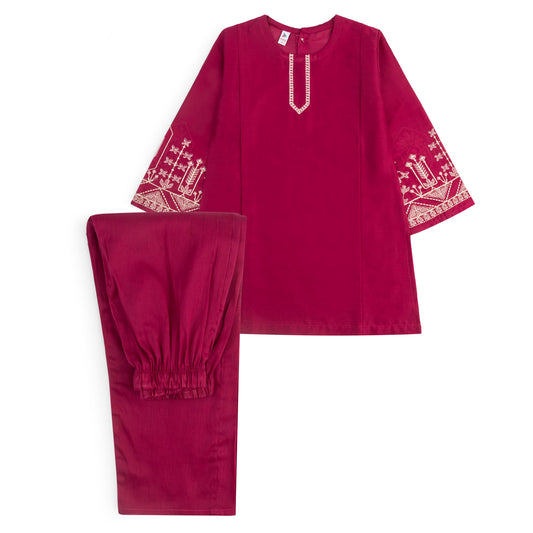 Magenta Embroidered-2Pcs