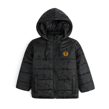 Stylish puffer Jacket- Black Printed