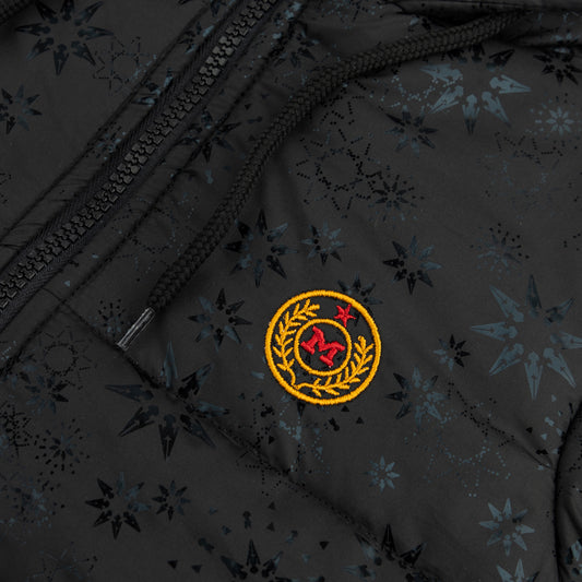 Stylish puffer Jacket- Black Printed