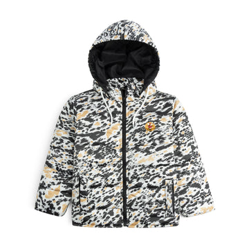 Stylish puffer Jacket- Black W Printed