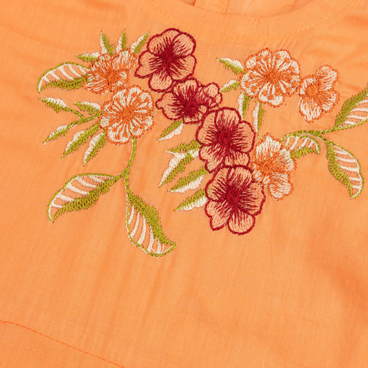 Orange Embroidered Top
