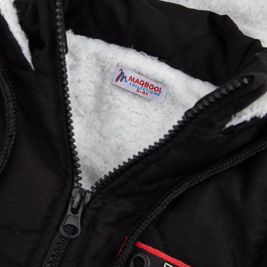 Black Fer S/L Fashion Puffer Jacket