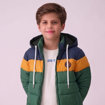 Stylish puffer Jacket- Green Yellow