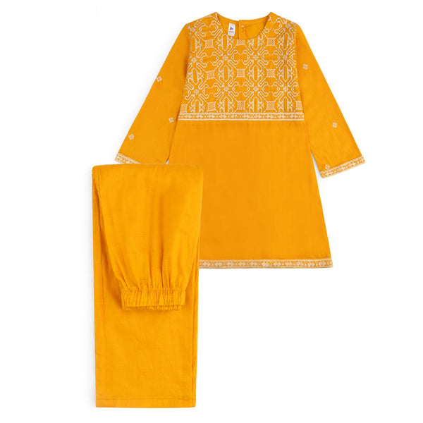 Lime Yellow Embroidered-2Pcs