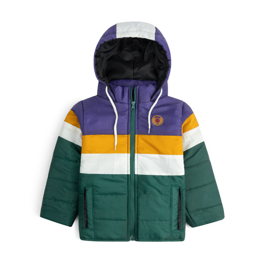 Stylish puffer Jacket- Green Purple