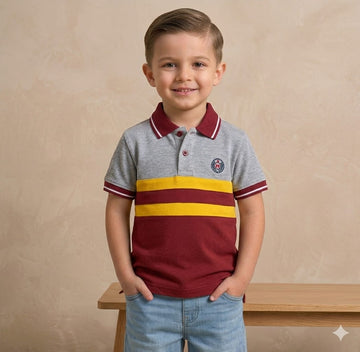Maroon Grey Polo Shirt