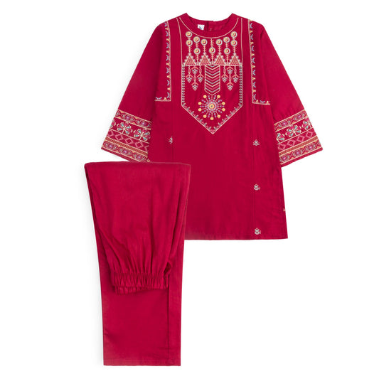 Magenta N Embroidered-2Pcs