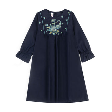 Navy Blue Embroidered Top