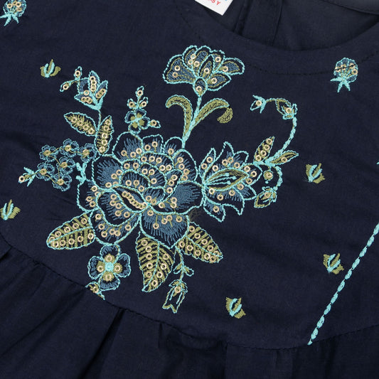 Navy Blue Embroidered Top