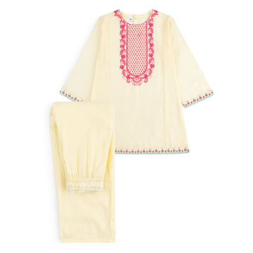 Off White Embroidered-2Pcs