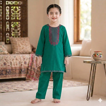 Light Green Embroidered-2Pcs
