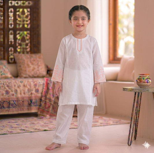 White Embroidered-2pcs