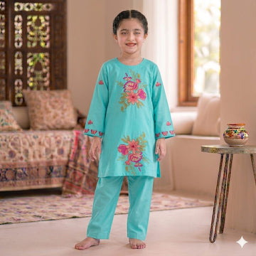 Aqua PF Embroidered-2Pcs