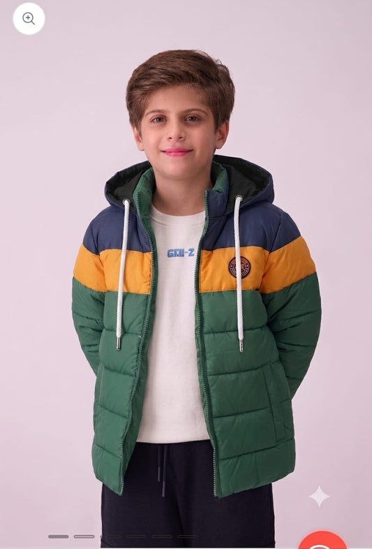 Stylish puffer Jacket- Green Yellow
