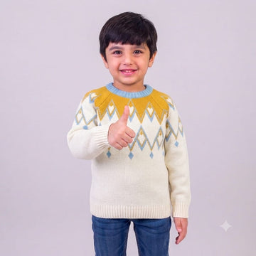 Mustard White Sweater