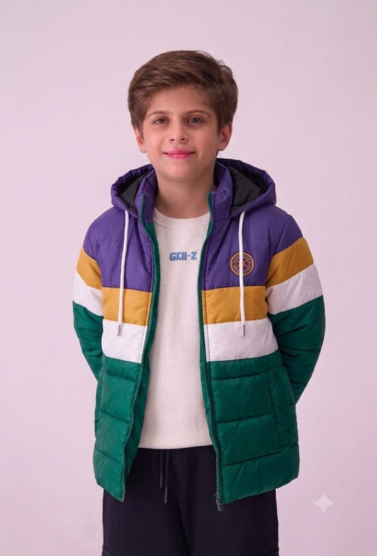 Stylish puffer Jacket- Green Purple