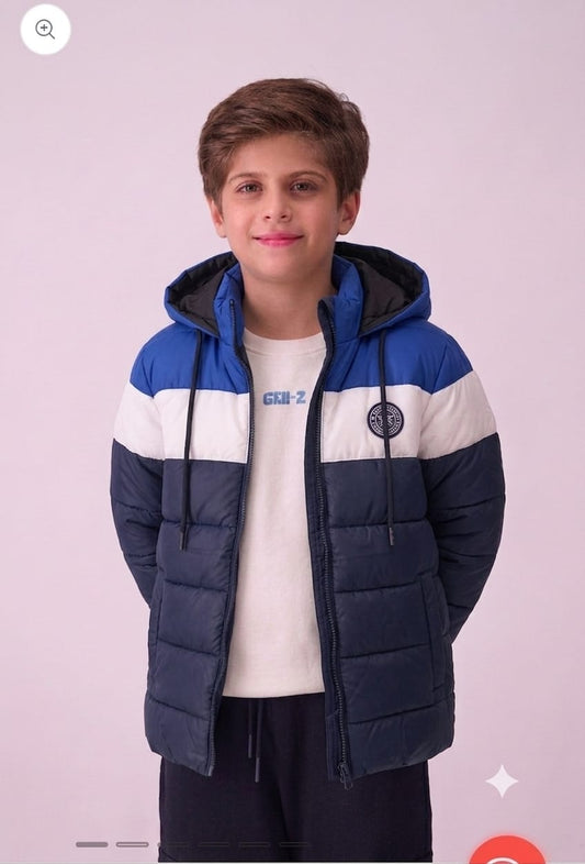 Stylish puffer Jacket- Blue & White