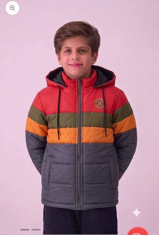 Stylish puffer Jacket- Grey & Red