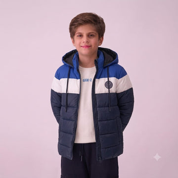 Stylish puffer Jacket- Grey & Red (Copy)
