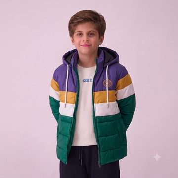 Stylish puffer Jacket- Green Purple