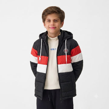 Stylish puffer Jacket- Black Red