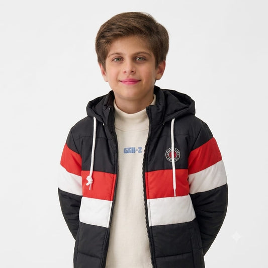 Stylish puffer Jacket- Black Red